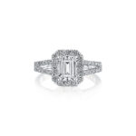 New York Dreams® Emerald Cut Halo Ring with Split Shank