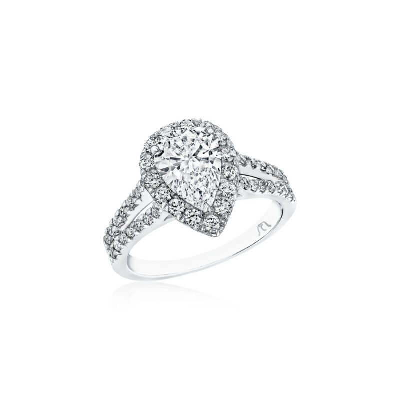 New York Dreams® Pear Shape Halo Ring with Split Shank