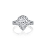 New York Dreams® Pear Shape Halo Ring with Split Shank