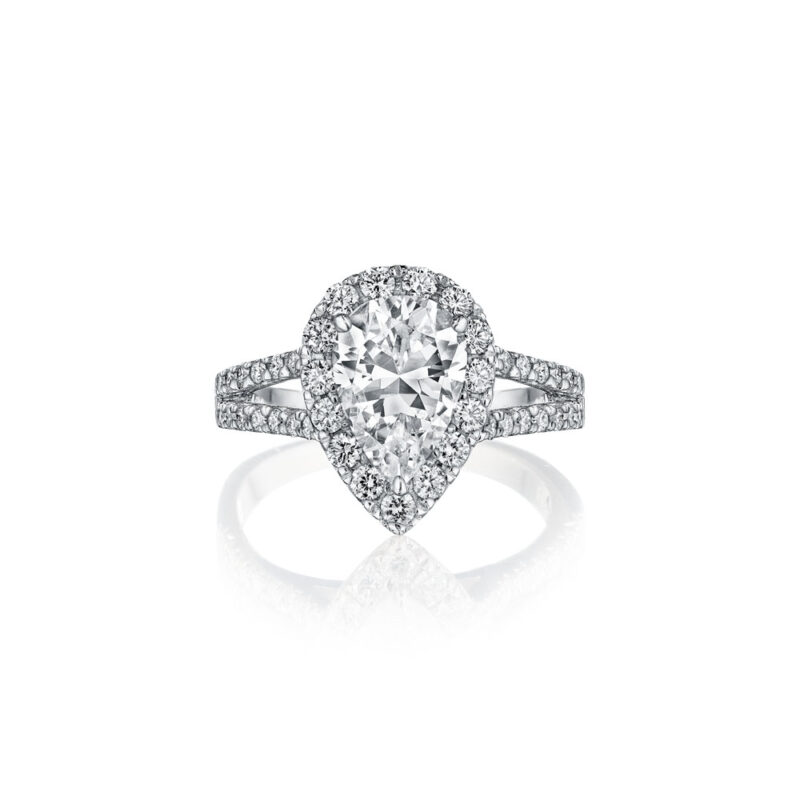 New York Dreams® Pear Shape Halo Ring with Split Shank