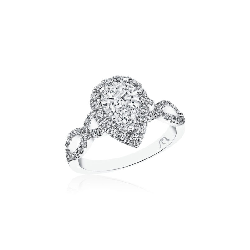 New York Dreams® Pear Shape Halo Ring with Infinity Shank