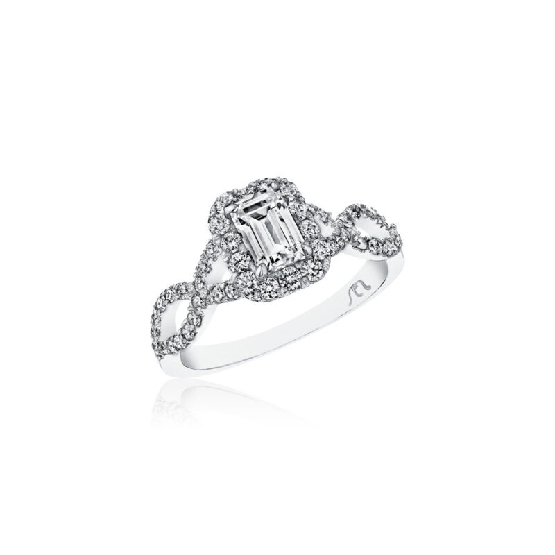 New York Dreams® Emerald Cut Halo Ring with Infinity Shank