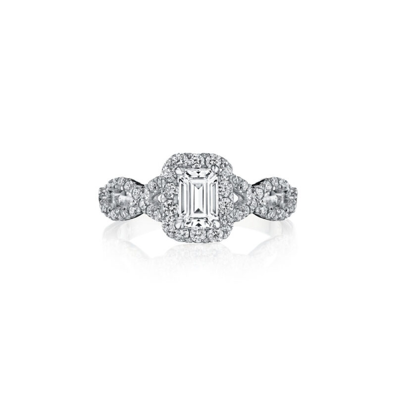 New York Dreams® Emerald Cut Halo Ring with Infinity Shank