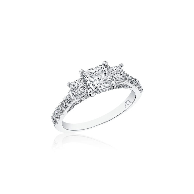 New York Dreams® 3 Stone Princess Cut Diamond Ring with Diamond Profile