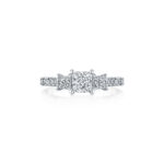 New York Dreams® 3 Stone Princess Cut Diamond Ring with Diamond Profile