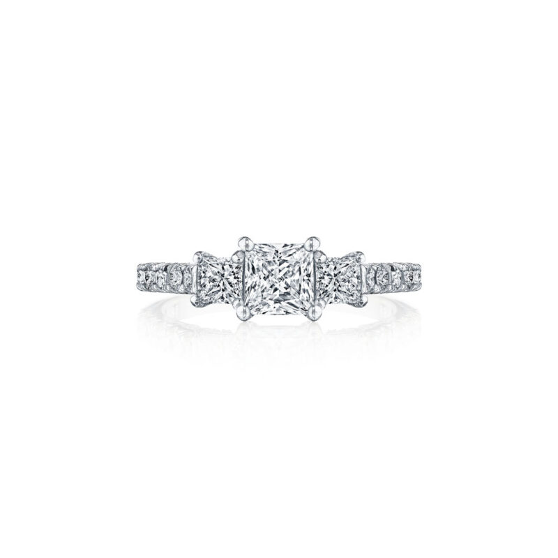 New York Dreams® 3 Stone Princess Cut Diamond Ring with Diamond Profile