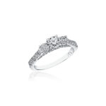 New York Dreams® 3 Stone Round Diamond Ring with Diamond Profile