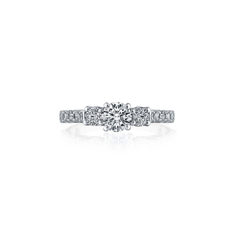 New York Dreams® 3 Stone Round Diamond Ring with Diamond Profile