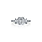 New York Dreams® 3 Stone Emerald Cut Diamond Ring with Diamond Profile