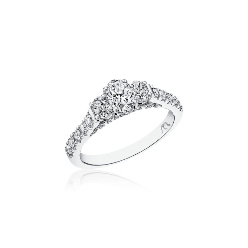 New York Dreams® 3 Stone Oval Diamond Ring with Diamond Profile