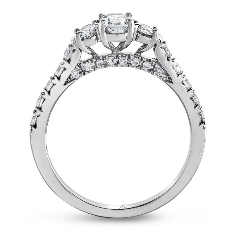 New York Dreams® 3 Stone Oval Diamond Ring with Diamond Profile