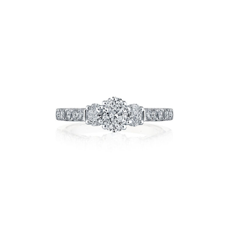 New York Dreams® 3 Stone Oval Diamond Ring with Diamond Profile