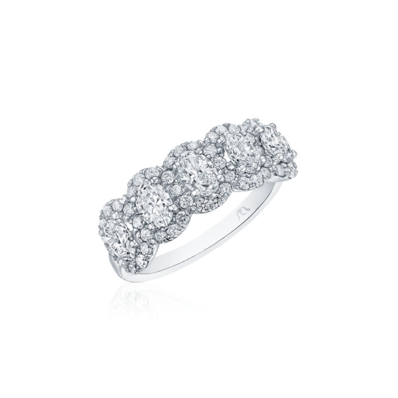 Oval Diamond Band with Round Diamond Halo