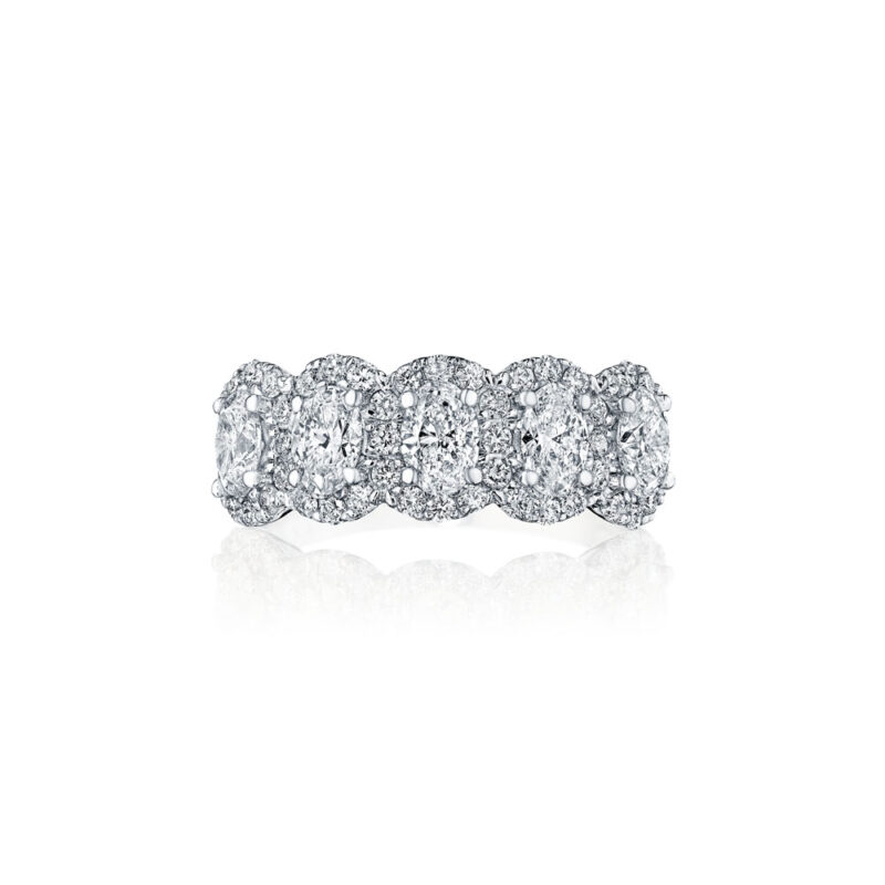 Oval Diamond Band with Round Diamond Halo