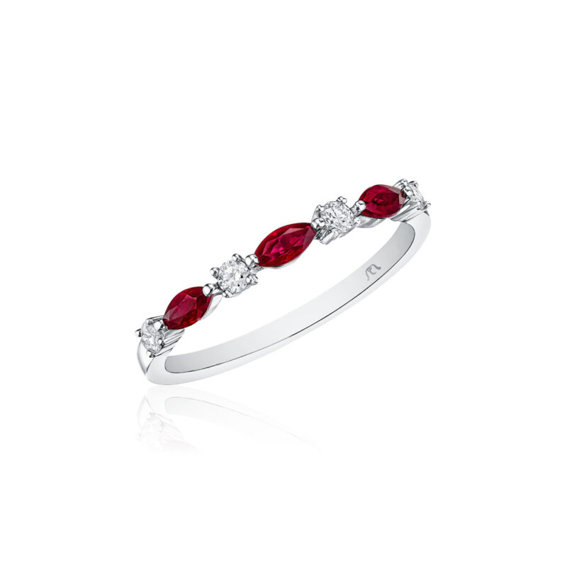 Round Diamond & Marquise Ruby Band