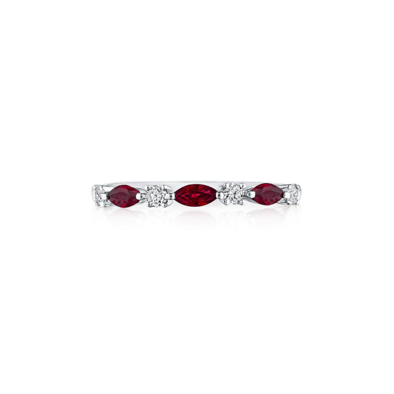 Round Diamond & Marquise Ruby Band