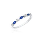 Round Diamond & Marquise Sapphire Band