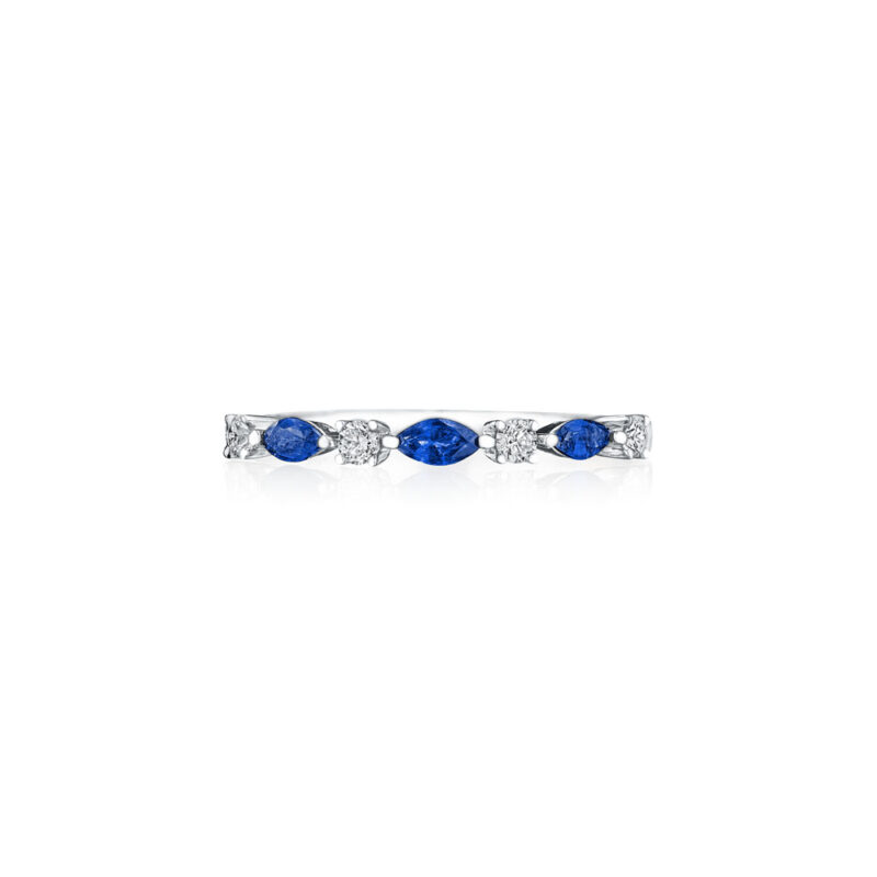 Round Diamond & Marquise Sapphire Band