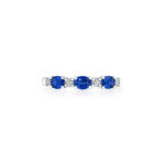 Round Diamond & Oval Sapphire Band