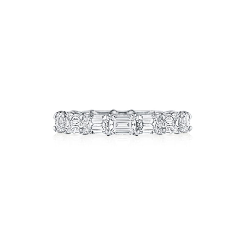 East To West Emerald Cut Diamond Eternity Band