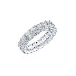 East To West Emerald Cut Diamond Double Row Eternity Band