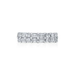 East To West Emerald Cut Diamond Double Row Eternity Band