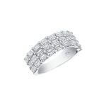 East To West Emerald Cut Diamond 3 Row Halfway Band
