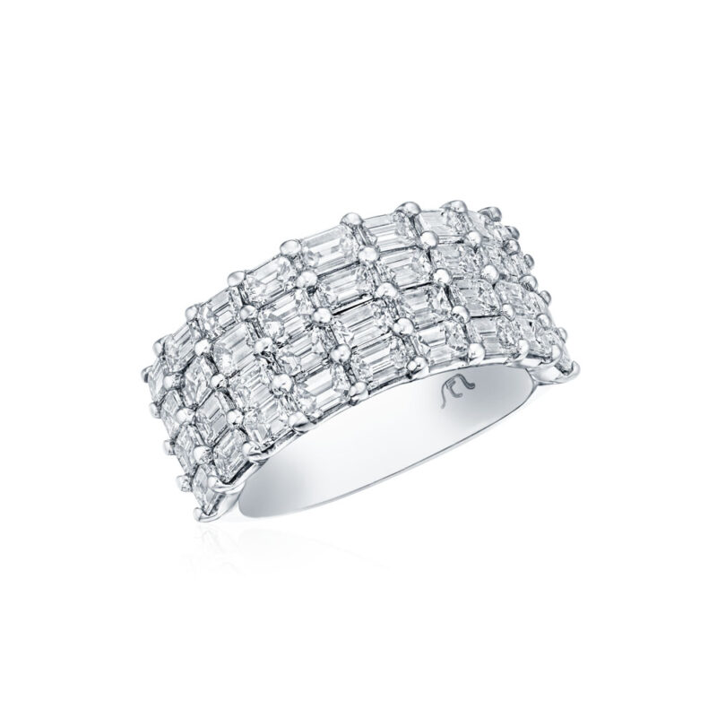 East To West Emerald Cut Diamond Band