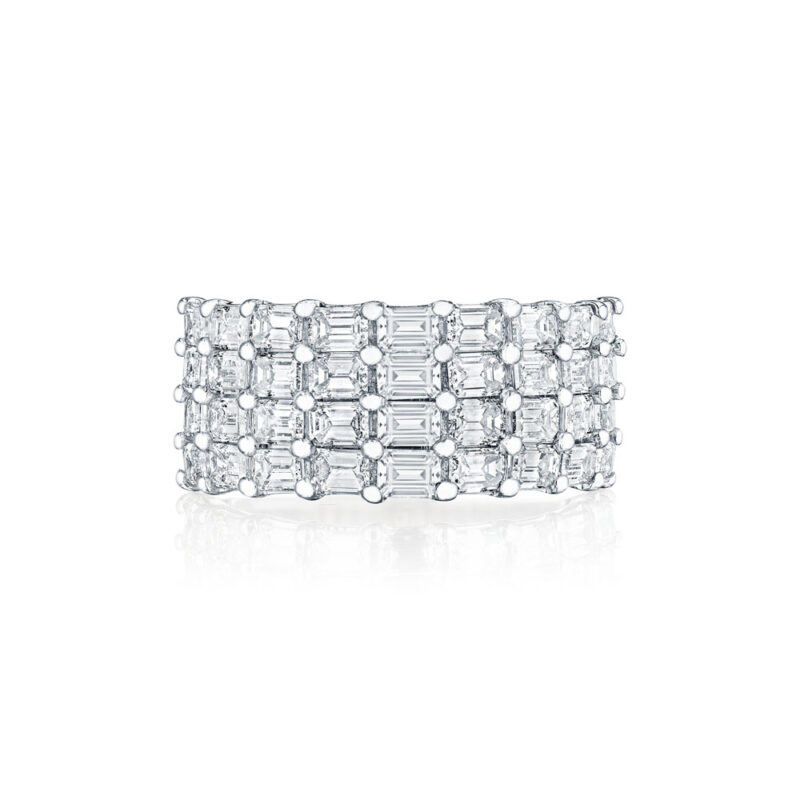 East To West Emerald Cut Diamond Band