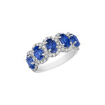 Oval Sapphire & Round Diamond Band