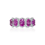 Oval Pink Sapphire & Round Diamond Band