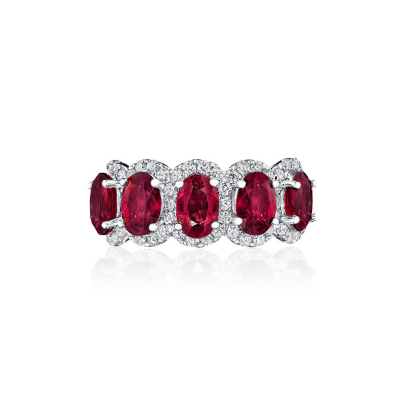 Oval Ruby & Round Diamond Band