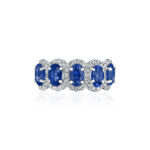Oval Sapphire & Round Diamond Band
