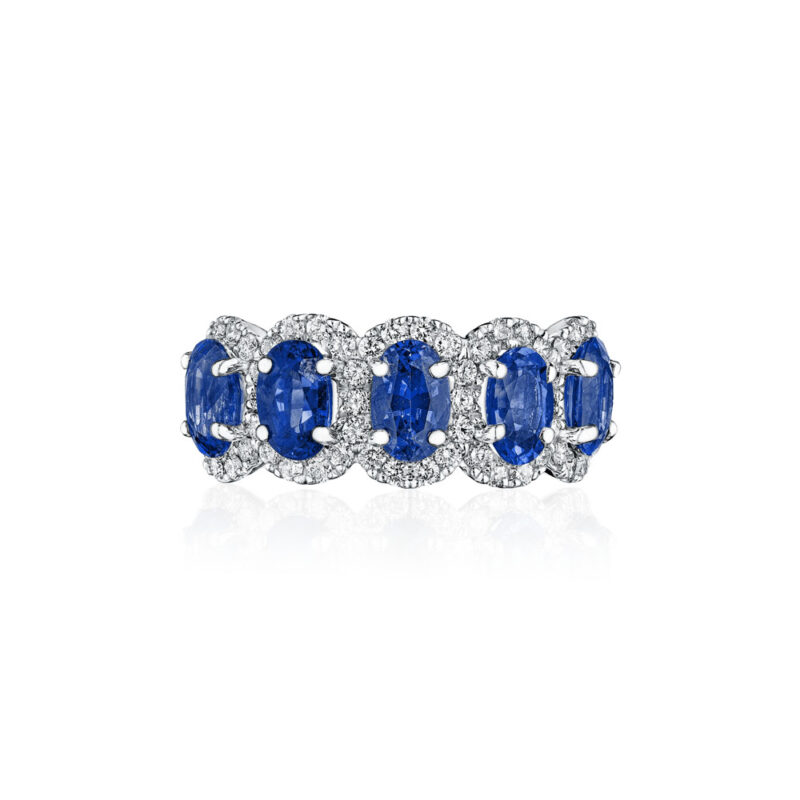 Oval Sapphire & Round Diamond Band