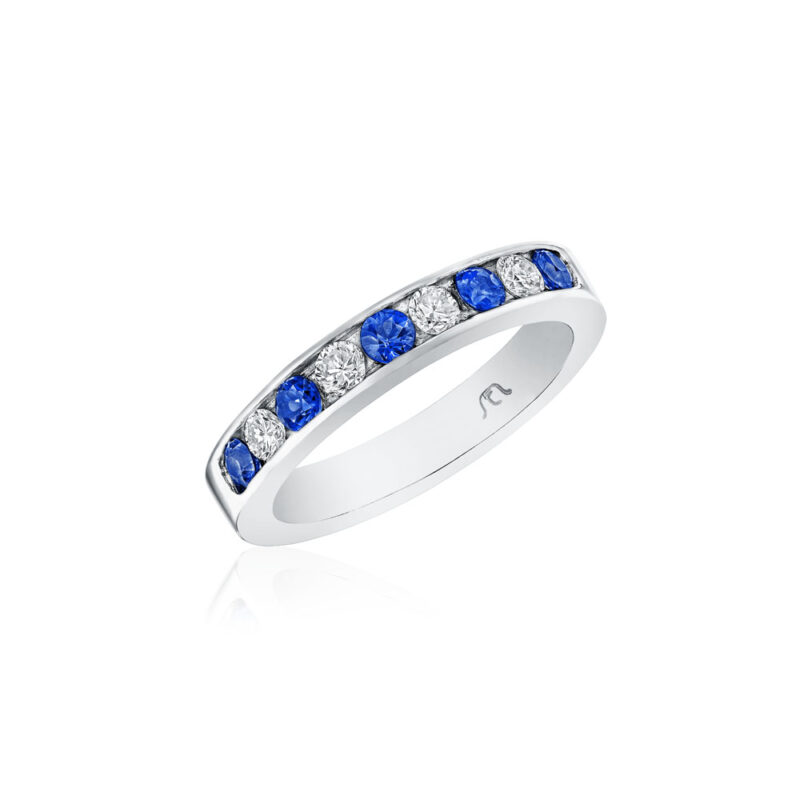 Round Diamond & Sapphire Channel Band