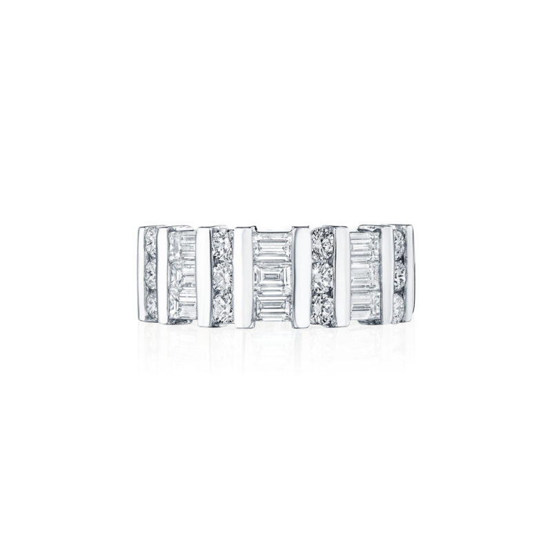Baguette & Round Diamond Bar Set Band