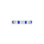 Round Sapphire & Baguette Diamond Band