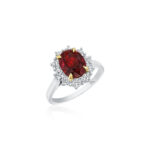 Oval Ruby & Round Diamond Halo Ring