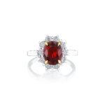 Oval Ruby & Round Diamond Halo Ring