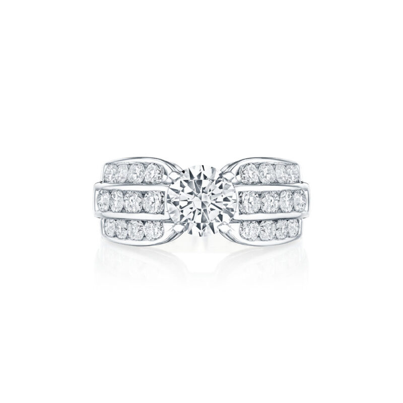 Round Diamond Channel Set Ring