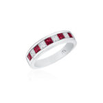 Princess Cut Ruby & Diamond Channel Set Band