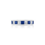 Princess Cut Sapphire & Diamond Channel Set Band