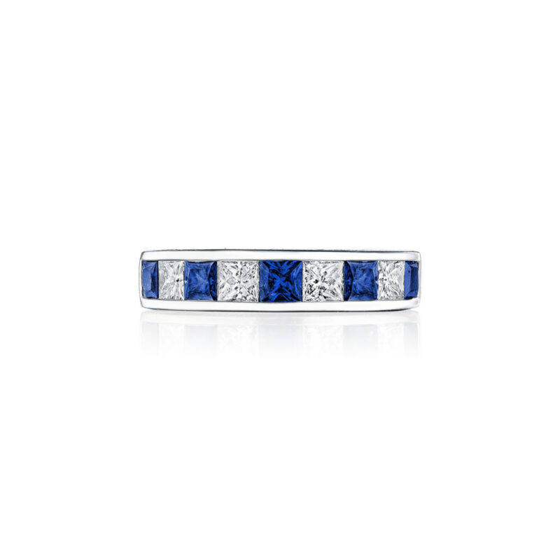 Princess Cut Sapphire & Diamond Channel Set Band