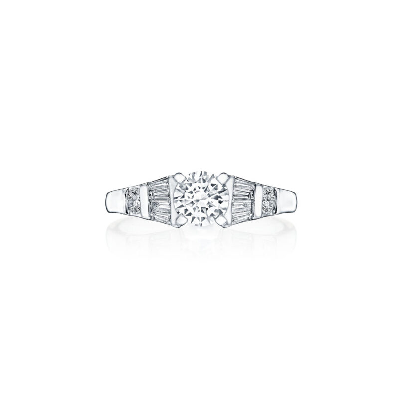 Baguette & Round Diamond Engagement Ring