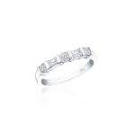 Baguette and Round Diamond Bar Set Band