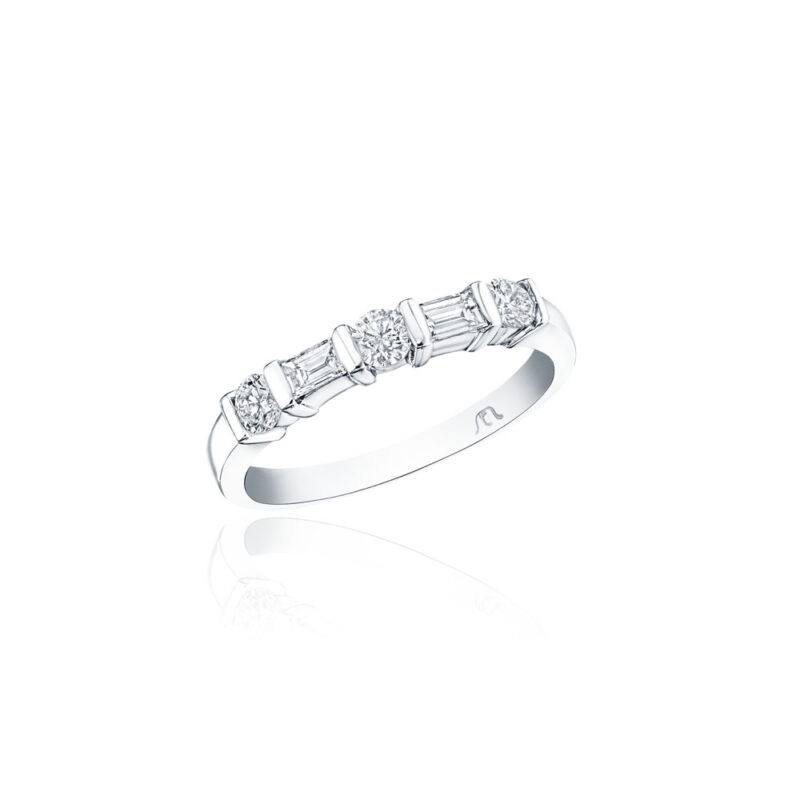Baguette and Round Diamond Bar Set Band