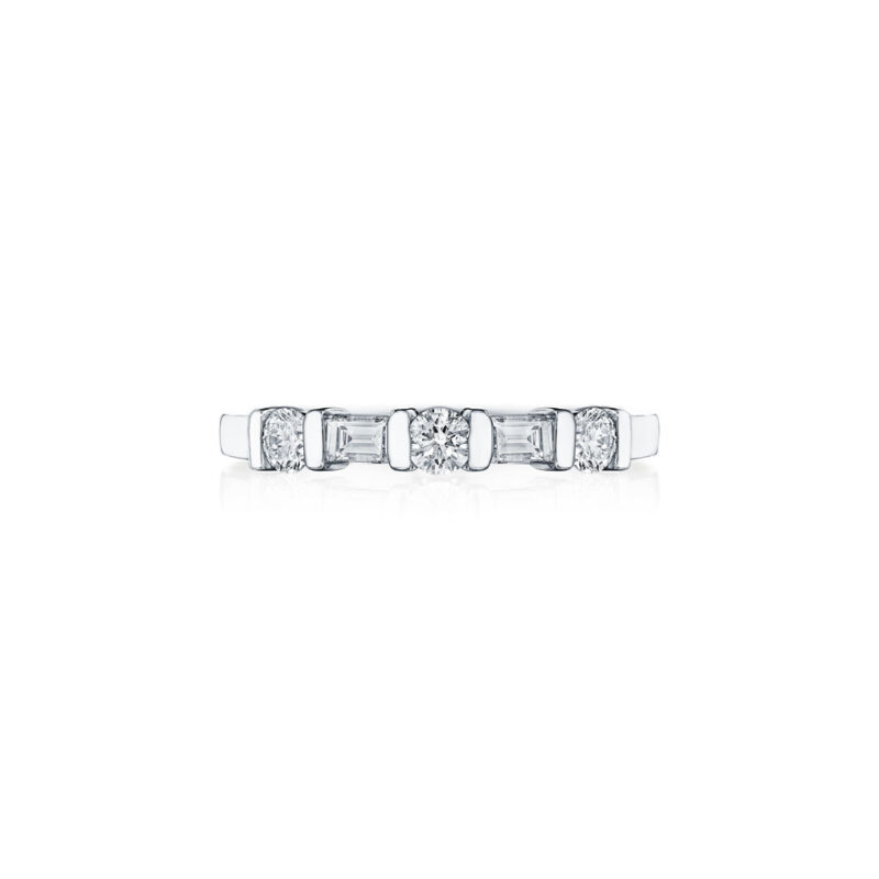 Baguette and Round Diamond Bar Set Band