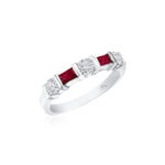 Round Diamond & Baguette Ruby Band