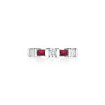 Round Diamond & Baguette Ruby Band