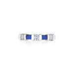 Round Diamond & Baguette Sapphire Band